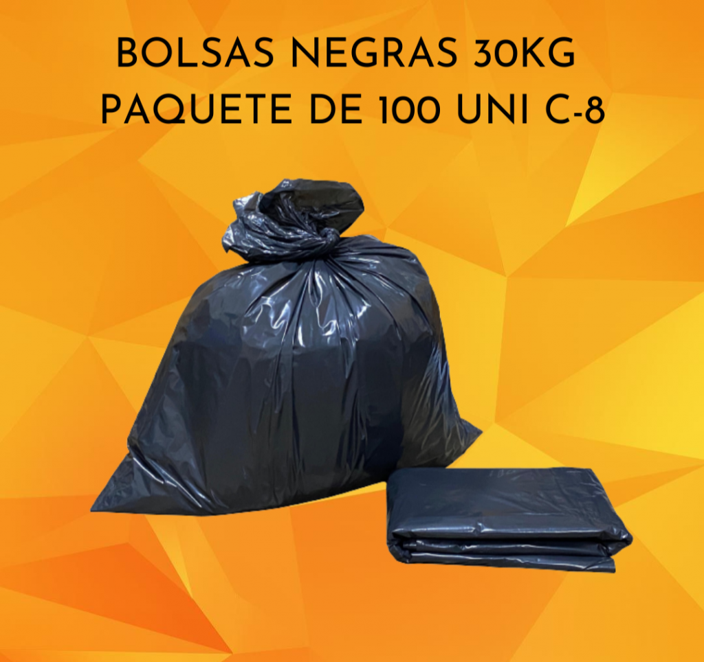 BOLSAS NEGRAS 30kg PAQUETE DE 100 UNIDADES C 8 IShers Soluciones