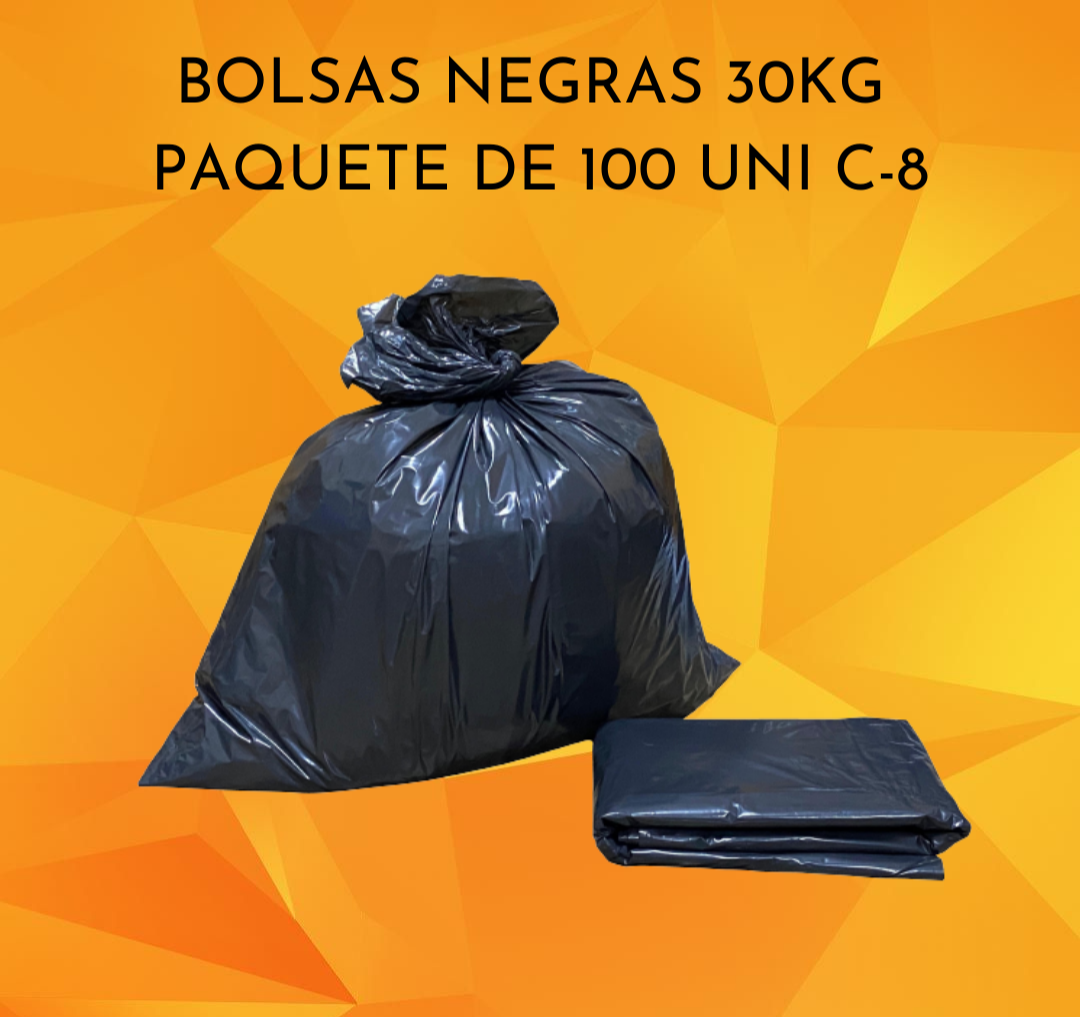 BOLSAS NEGRAS 30kg PAQUETE DE 100 UNIDADES C-8 – iShers