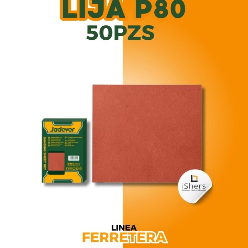 LIJA DE PAPEL GRANO 80 (50PZA)
