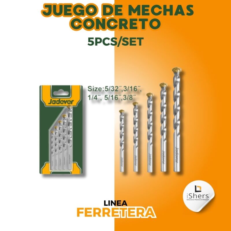 Juego de Mechas p/ Concreto 5 pzas