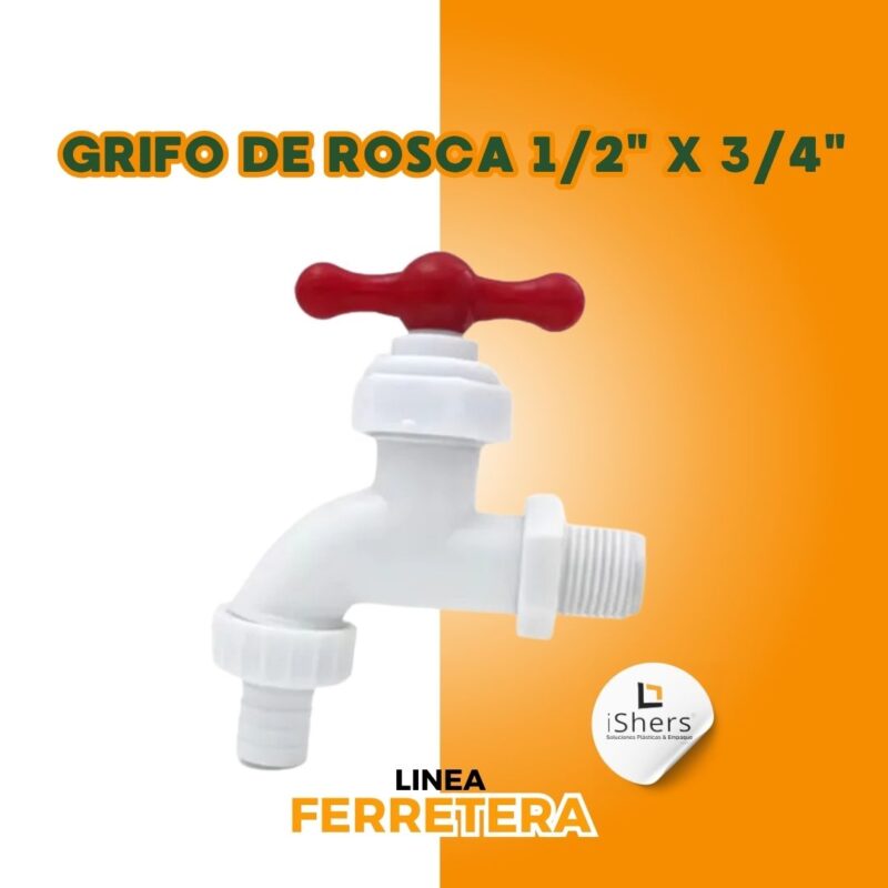 GRIFO DE ROSCA DE 1/2 X 3/4 PVC