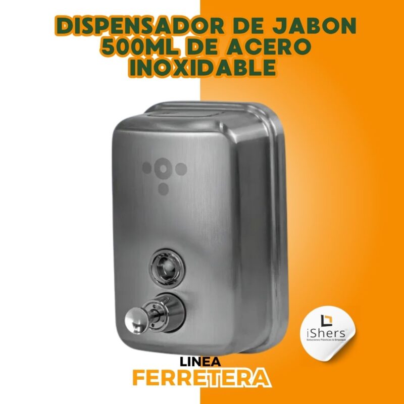 DISPENSADOR DE JABON 500ML DE ACERO INOXIDABLE