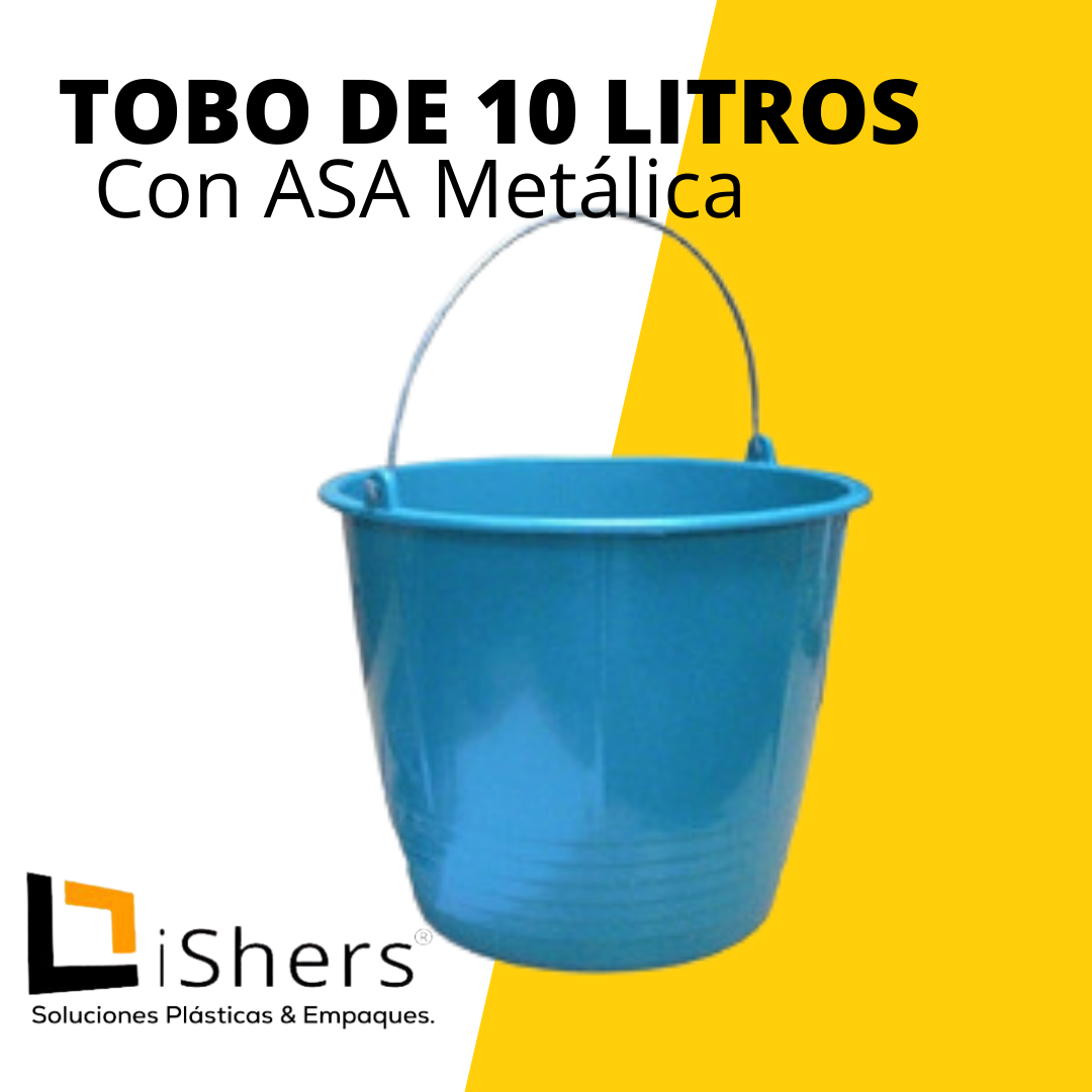 Cubo azul de plástico con asa metálica 12 litros