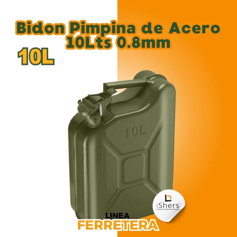 Bidon Pimpina de Acero 10Lts 0.8mm