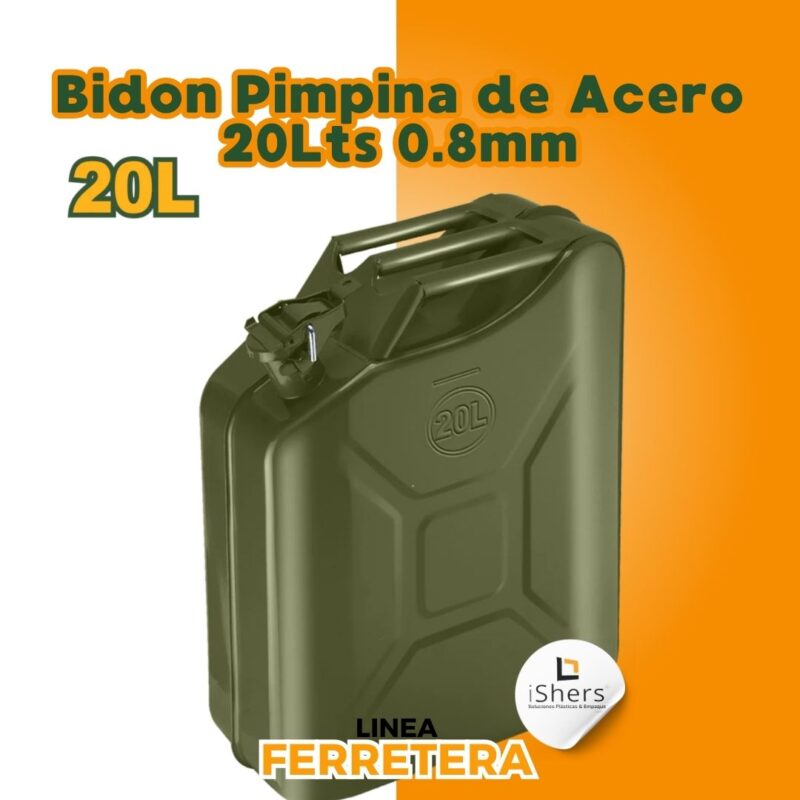 Bidon Pimpina de Acero 20Lts 0.8mm