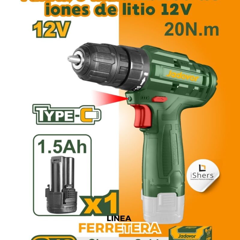 Taladro inalámbrico de iones de litio 12V